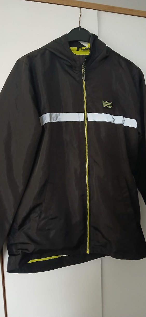 Erkek siyah Fermuarlı Sokak Stili Yağmurluk - Görsel 4