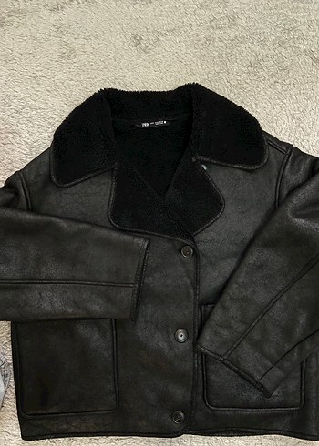 Kürklü Siyah Deri Kadın Ceket - Görsel 5