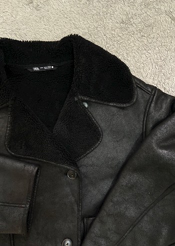 Kürklü Siyah Deri Kadın Ceket - Görsel 4