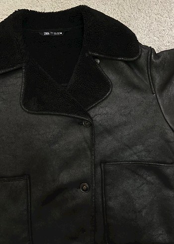 Kürklü Siyah Deri Kadın Ceket - Görsel 3