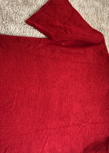 Kırmızı Örgü Yün Kadın Kazak - Görsel 3