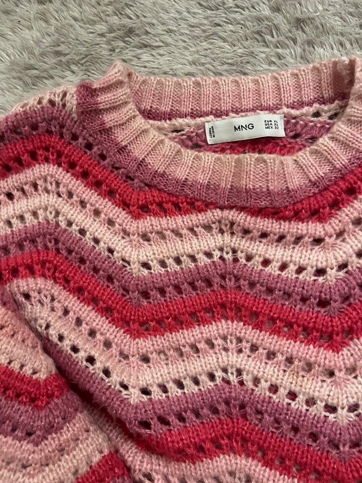 Pembe Mango Örgü Kadın Kazak - Görsel 3