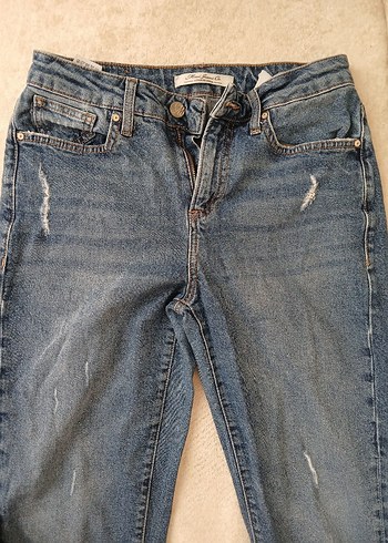 Mavi Gri Tokalı Mavi Kadın Denim Pantolon