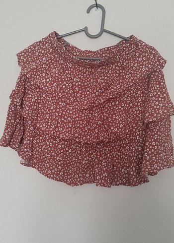Bordo Volanlı Bohem Mini Etek