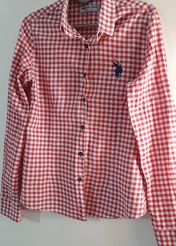 U.S. Polo Assn. Kadın Kırmızı Kareli Gömlek - Görsel 7