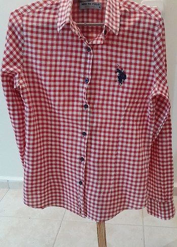 U.S. Polo Assn. Kadın Kırmızı Kareli Gömlek - Görsel 8
