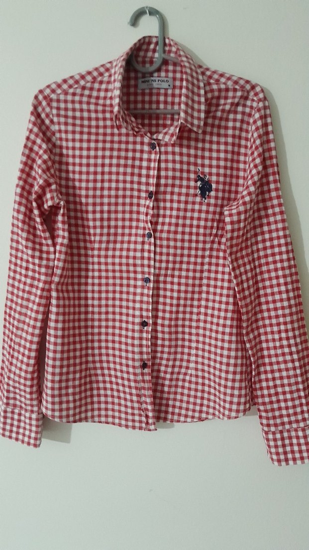 U.S. Polo Assn. Kadın Kırmızı Kareli Gömlek - Görsel 4