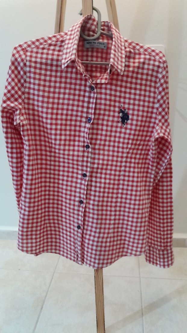 U.S. Polo Assn. Kadın Kırmızı Kareli Gömlek - Görsel 5