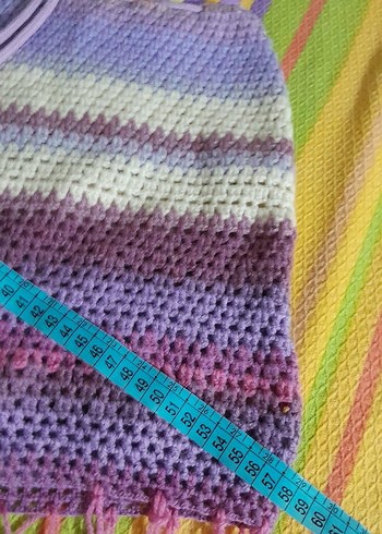 Diger Çok Renkli Örgü Kız Panço - Görsel 6