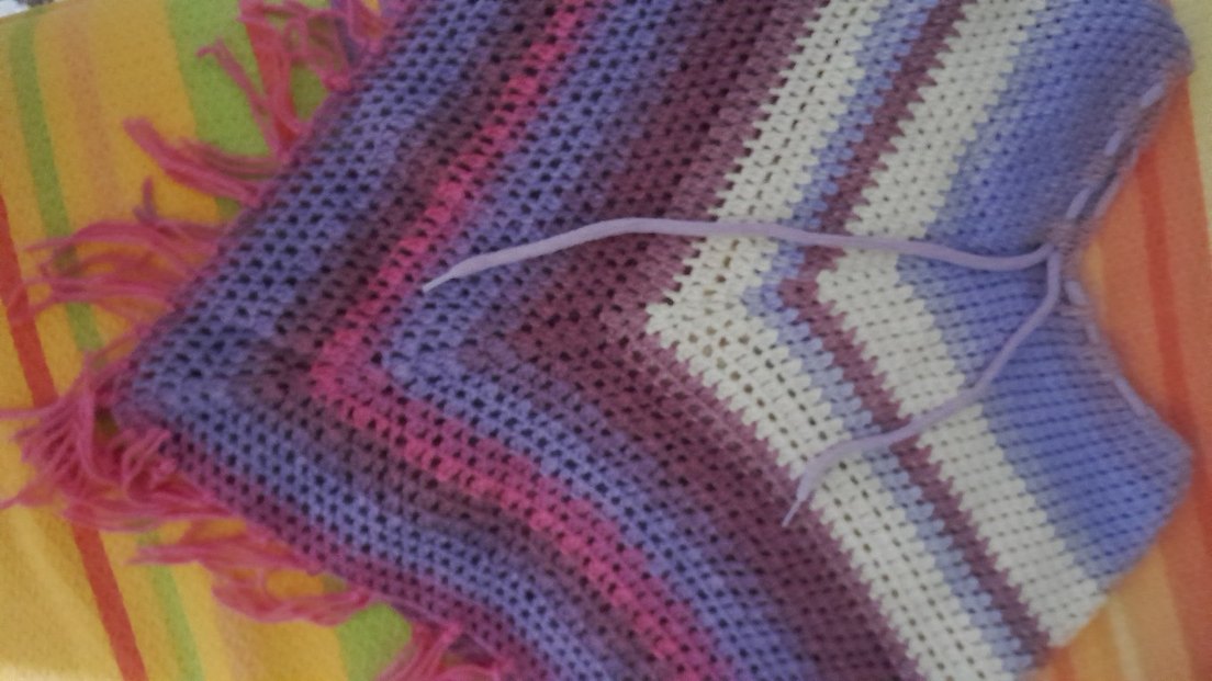 Diger Çok Renkli Örgü Kız Panço - Görsel 3