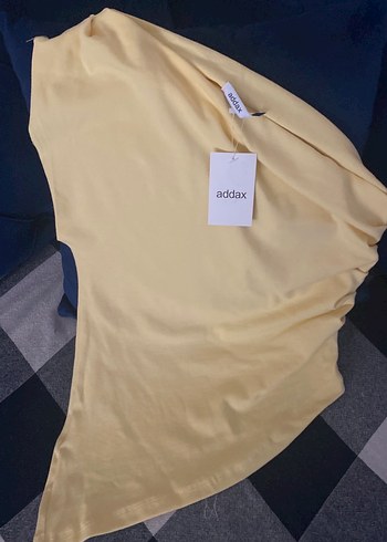 Tereyağ sarı asimetrik kesim bluz - Görsel 5