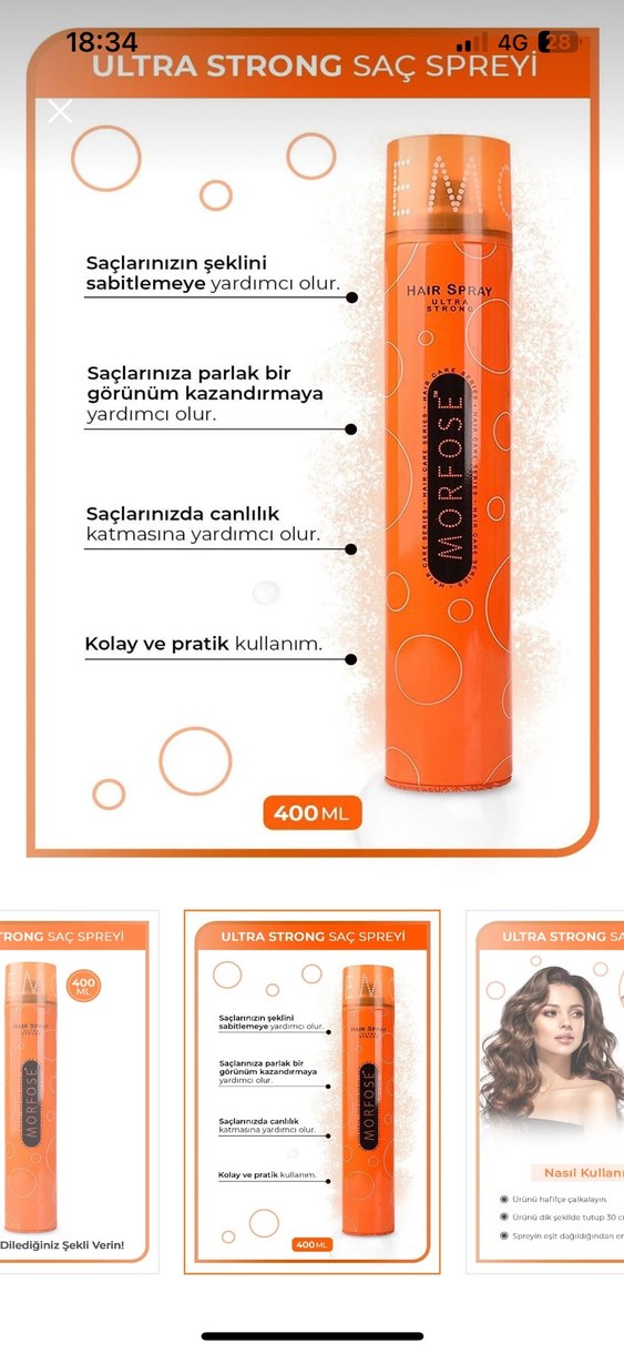 Morfoşe Ultra Strong Saç Spreyi 400ml - Görsel 2