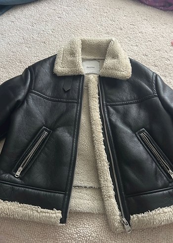 BERSHKA Kürk Detaylı Kısa Deri Kadın Ceket - Görsel 2