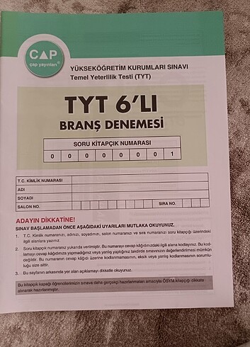 ÇAP YAYINLARI TYT DENEMELERİ