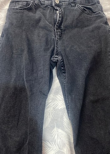 Diğer Koyu Gri Yikamali Denim Jean