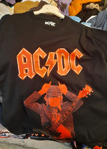 Siyah AC/DC Rock Punk Erkek Tişörtü