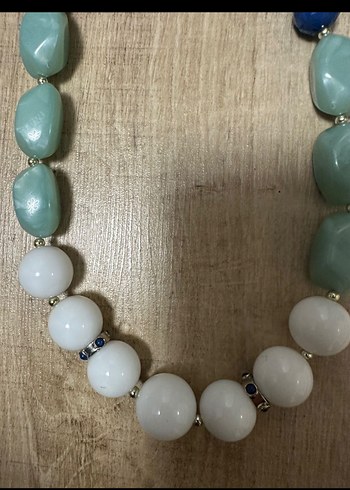 Uzun Boncuklu Turkuaz Kadın Kolye - Görsel 3