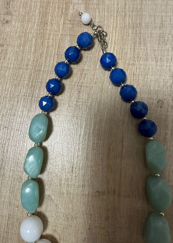 Uzun Boncuklu Turkuaz Kadın Kolye - Görsel 2