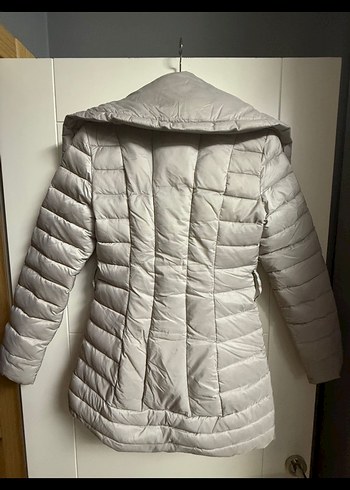 Gri renk  Fermuarlı Kadın Midi Kaz tüyü mont soğuk geçirmez - Görsel 2