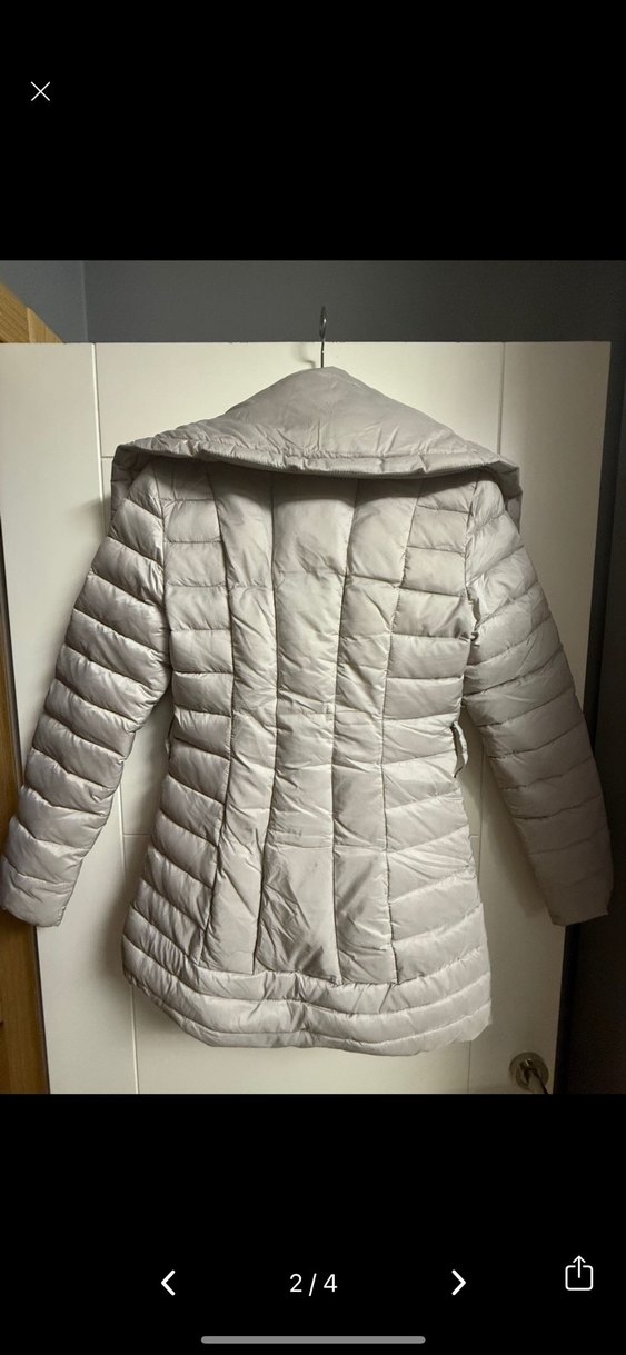 Gri renk  Fermuarlı Kadın Midi Kaz tüyü mont soğuk geçirmez - Görsel 2