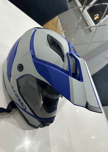 Mavi Gri Baskılı Seramik Kask - Görsel 7