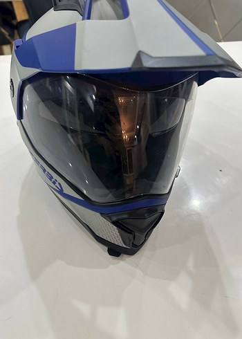 Mavi Gri Baskılı Seramik Kask - Görsel 8