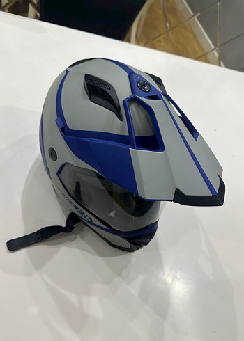 Mavi Gri Baskılı Seramik Kask - Görsel 4