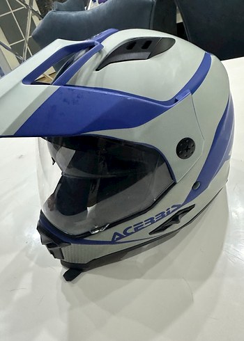 Mavi Gri Baskılı Seramik Kask - Görsel 6