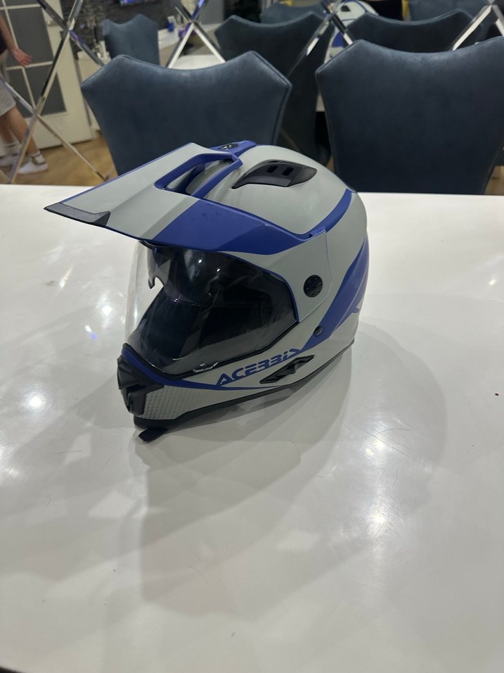 Mavi Gri Baskılı Seramik Kask - Görsel 5