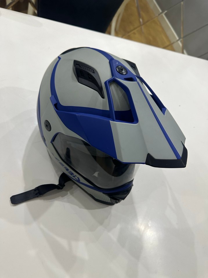 Mavi Gri Baskılı Seramik Kask - Görsel 4