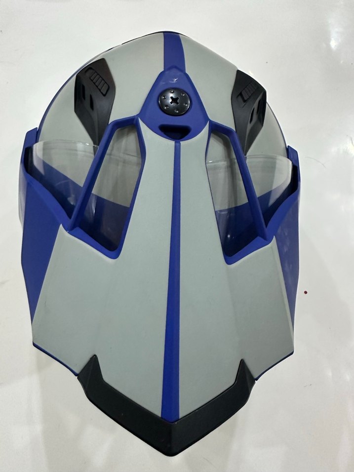 Mavi Gri Baskılı Seramik Kask - Görsel 2