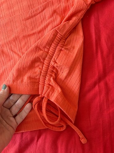 xs Beden Turuncu loft crop kare yaka