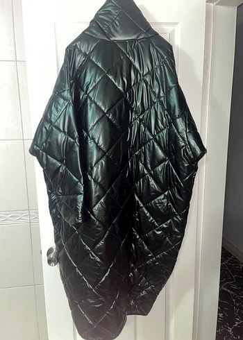 Koyu yeşil Fermuarlı Kadın palto - Görsel 4