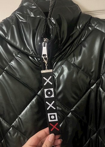 Koyu yeşil Fermuarlı Kadın palto - Görsel 2