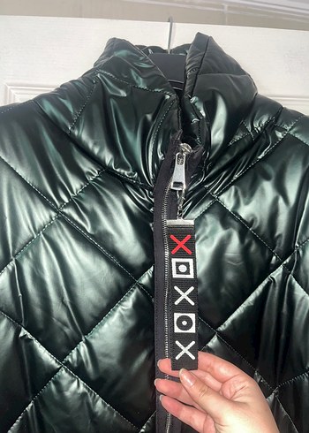 Koyu yeşil Fermuarlı Kadın palto - Görsel 3