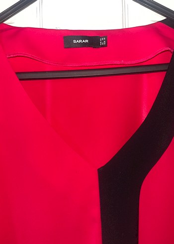 V Yaka Pembe Drapeli Kadın Bluz - Görsel 2