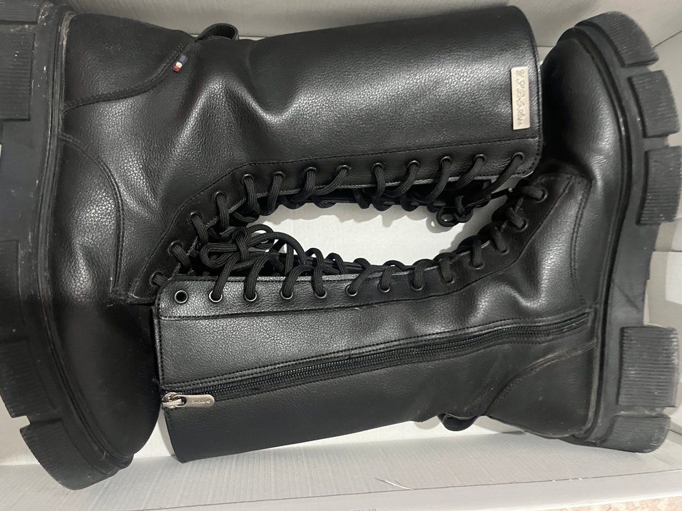 Siyah Deri Bağcıklı Blok Topuklu Kadın Bot - Görsel 5