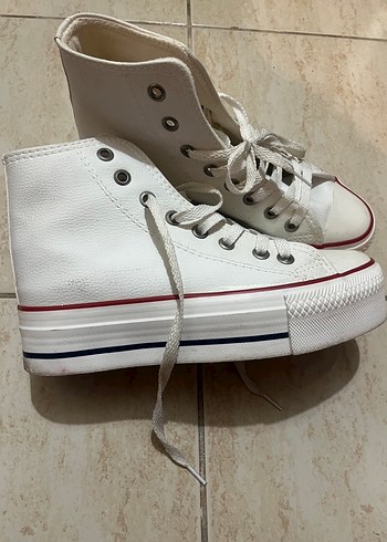 Beyaz Platform Topuklu Kadın Spor Ayakkabı - Görsel 3