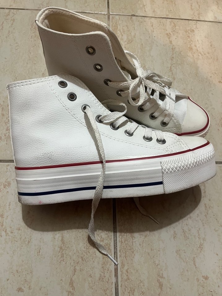 Beyaz Platform Topuklu Kadın Spor Ayakkabı - Görsel 3