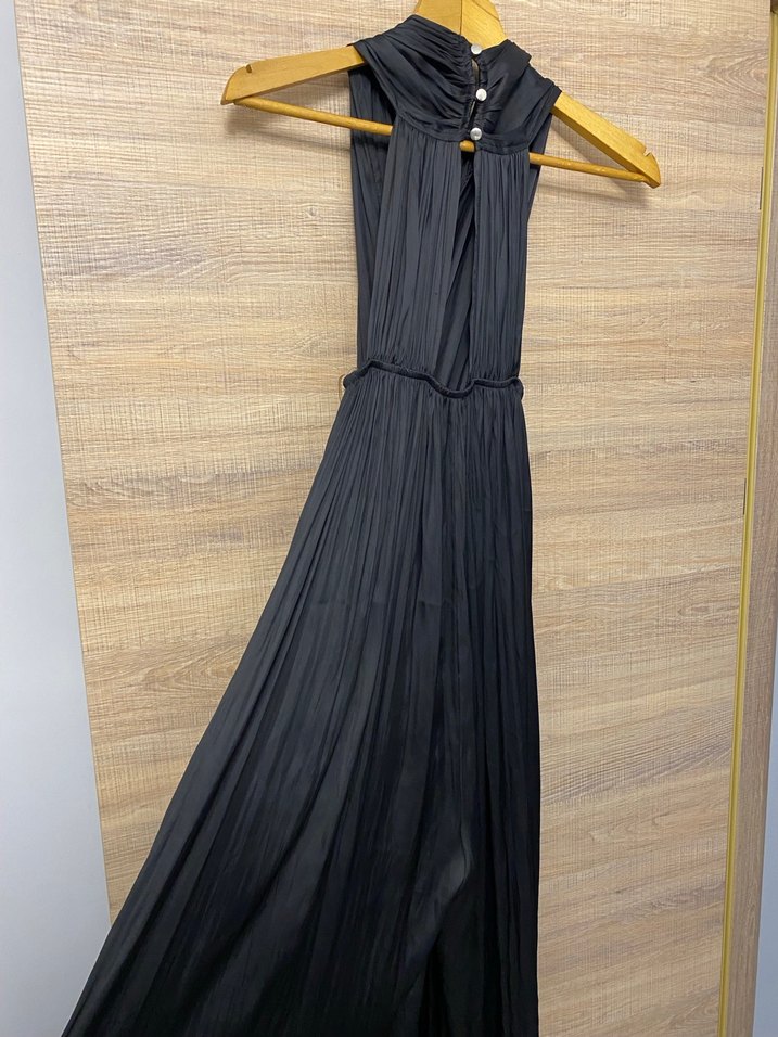 Kadın Siyah Uzun Askılı Boyundan Bağlamalı Tulum - Görsel 3