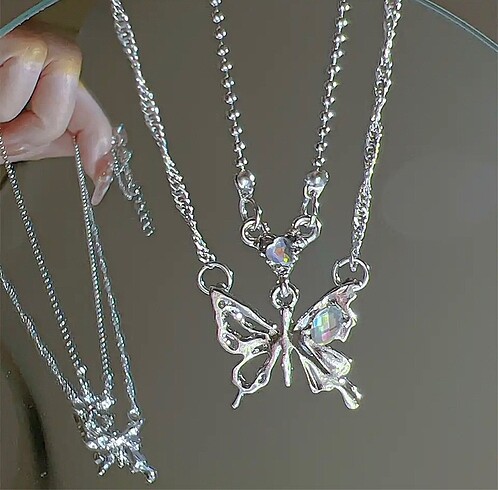 kristal butterfly love kolye
