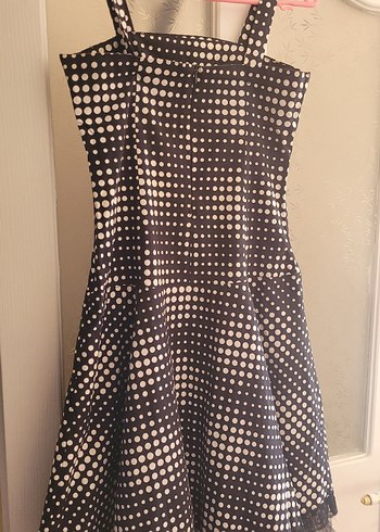 Siyah Puantiyeli Fırfırlı Elbise - Görsel 2