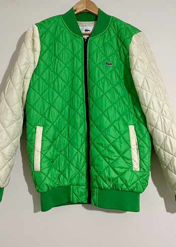 Lacoste Yesil Beyaz Kapitone Bomber Ceket