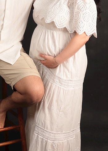 Dantel Detaylı Bohem Hamile   Elbise - Görsel 2