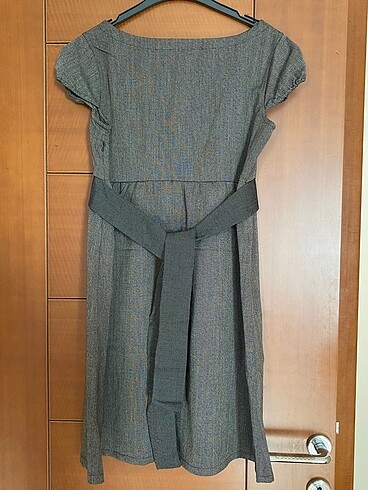 mango kahverengi klasik elbise - Görsel 3