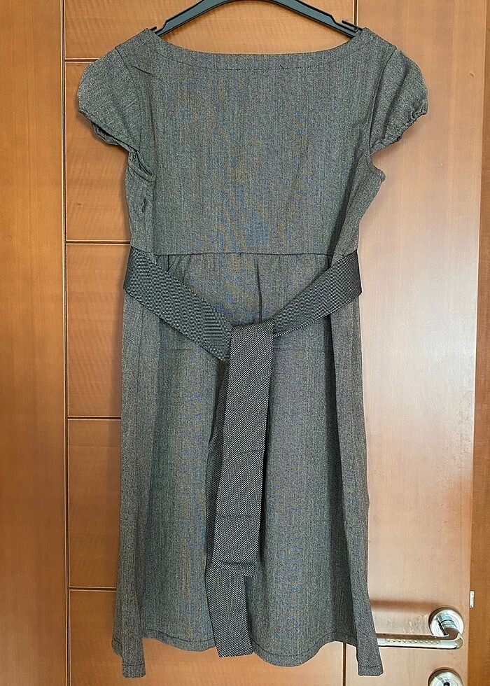 mango kahverengi klasik elbise - Görsel 3