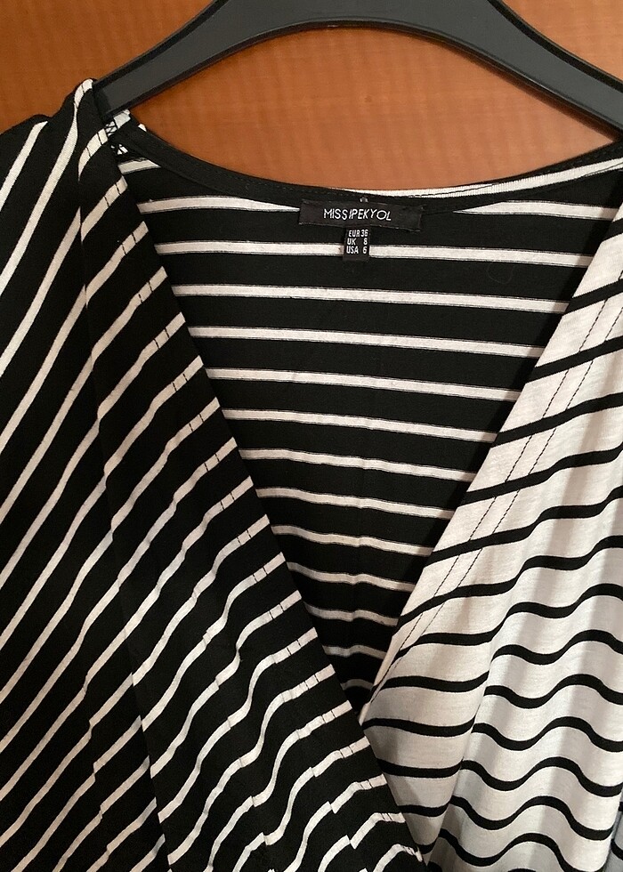 ipekyol siyah beyaz çizgili elbise - Görsel 4