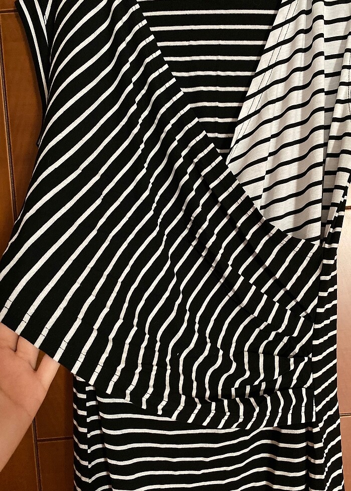 ipekyol siyah beyaz çizgili elbise - Görsel 3