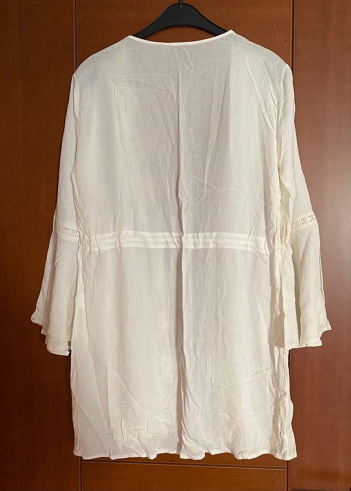 trendyol ekru beyaz plaj elbisesi pareo - Görsel 4