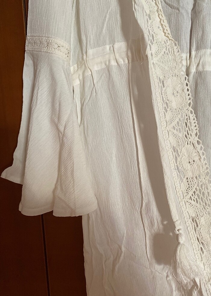 trendyol ekru beyaz plaj elbisesi pareo - Görsel 3